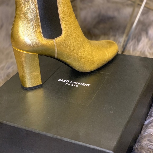 YSL Gold Metallic Boots